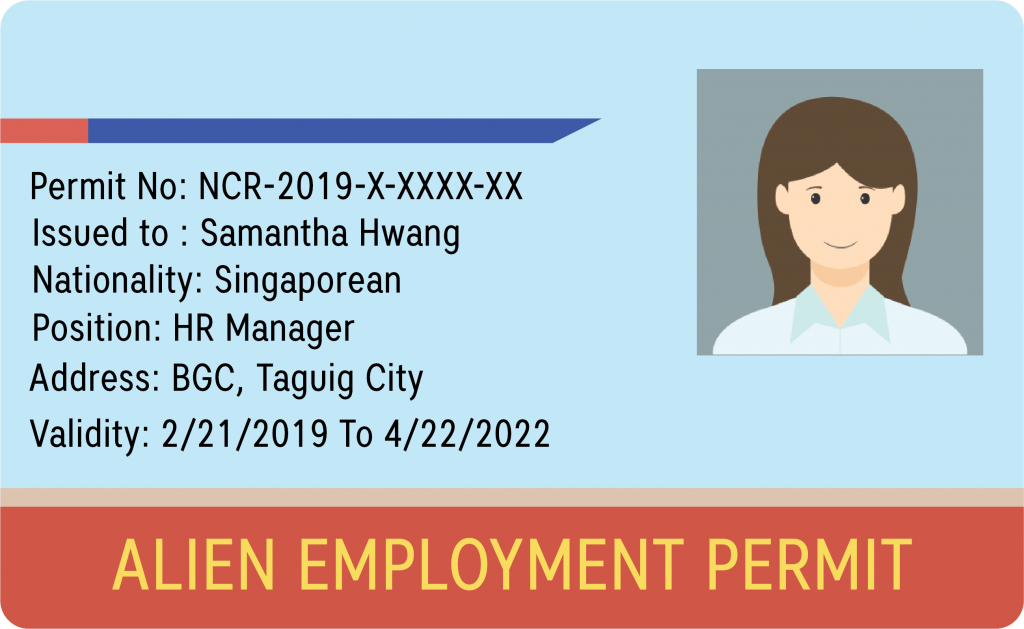 a sample of work permit picture indicating alien employment permit Philippines
